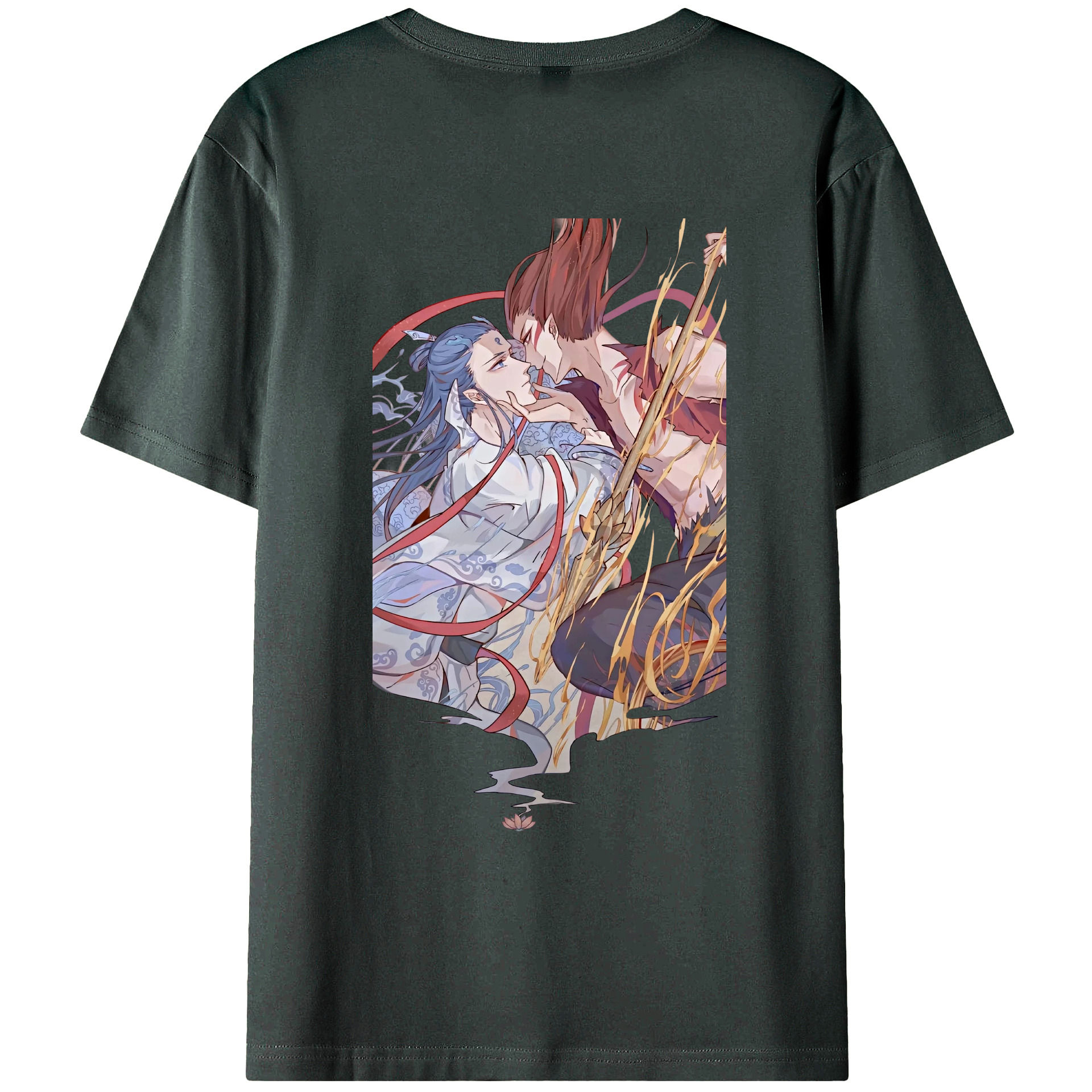 （画像用） Ne Zha 2 ナタ 魔童の大暴れ 綿100％ メンズ半袖Tシャツ（バックプリント） 通気性